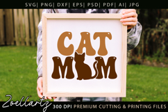 Cat Mom SVG Cut File Mothers Day T-shirt Mug Pillow Design Product Image 4