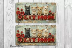 Vintage Cat Mom License Plate PNG | Cats Lover Car Plate Product Image 2