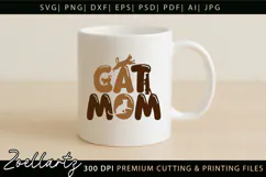 Cat Mom SVG Cut File Mothers Day T-shirt Mug Pillow Design Product Image 2