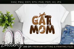 Cat Mom SVG Cut File Mothers Day T-shirt Mug Pillow Design Product Image 5