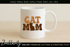 Cat Mom SVG Cut File Mothers Day T-shirt Mug Pillow Design Product Image 5