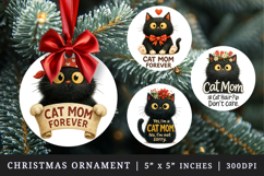 Cat Mom round ornaments sublimation design Product Image 1