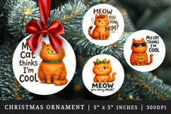 Cat Mom round ornaments sublimation design Product Image 1