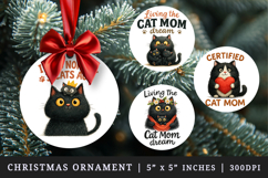 Cat Mom round ornaments sublimation design Product Image 1