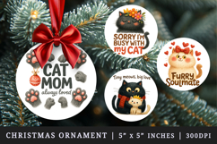 Cat Mom round ornaments sublimation design Product Image 1