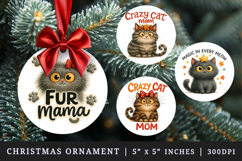 Cat Mom round ornaments sublimation design Product Image 1