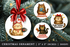 Cat Mom round ornaments sublimation design Product Image 1