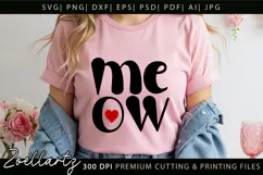 Cat Meow SVG Cut Files Love Heart Paw Prints SVG Cat Mom SVG Product Image 2