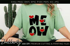 Cat Meow SVG Cut Files Love Heart Paw Prints SVG Cat Mom SVG Product Image 4