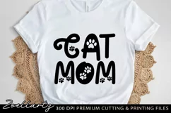 Cat Mom SVG PNG EPS DXF Paw Prints Cat Lover T-shirt Design Product Image 1
