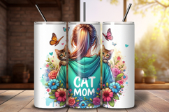 Cat Mom Tumbler Wrap PNG, 20oz Cat Lover Sublimation Design Product Image 1