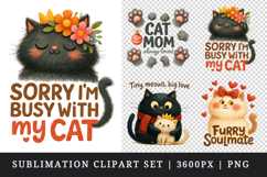 Cat Mom clipart printable sublimation design png Product Image 1