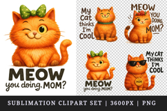 Cat Mom clipart printable sublimation design png Product Image 1