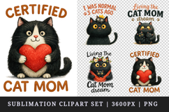 Cat Mom clipart printable sublimation design png Product Image 1