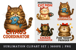 Cat Mom clipart printable sublimation design png Product Image 1