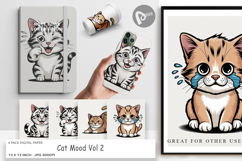 Digital Paper Cat Mood Expressions Product Image 1