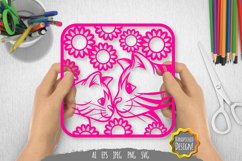 Cat Mother and Child Papercut SVG Product Image 1