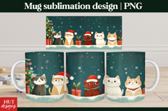 Funny Christmas 15 oz Mug Christmas Cats Snowy Mug Wrap Product Image 1