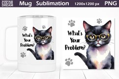 Cat Mug Sublimation Design | Funny Cat Mug Wrap Product Image 1