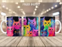 Cat 3D Mug Wrap Sublimation Designs, 3d Mug, Cat Png