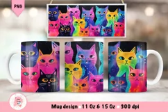 Cat 3D Mug Wrap Sublimation Designs, 3d Mug, Cat Png