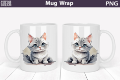 Cute Cat Mug Wrap PNG | Funny Kitten Sublimation Product Image 1