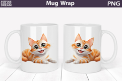 Red Cat Mug Wrap PNG | Glasses Kitten Sublimation Product Image 1