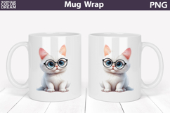 Cute Cat Mug Wrap PNG | Funny Glasses Kitten Sublimation Product Image 1