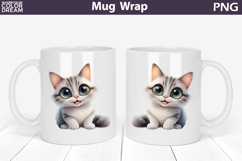 Cute Cat Mug Wrap PNG | Funny Kitten Sublimation Product Image 1