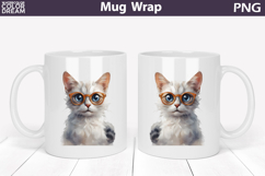 Cute Cat Mug Wrap PNG | Funny Glasses Kitten Sublimation Product Image 1