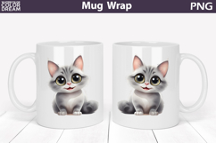 Cute Cat Mug Wrap PNG | Funny Glasses Kitten Sublimation Product Image 1