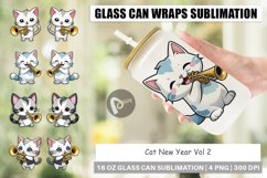 Glass Can Wraps Cat New Year Product Image 1