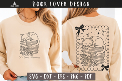 Cat on Book Stack SVG Book lover print