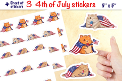 4th of July patriotic sticker, cute cat animal sticker PNG Product Image 1