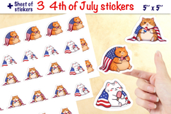 4th of July patriotic sticker, cute cat animal sticker PNG Product Image 1