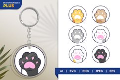 Different Kinds of Cat Paw in Circle, Illustration Set Product Image 1