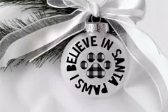 Cat Paw Print Christmas Ornament SVG Santa Paws Funny Quote 