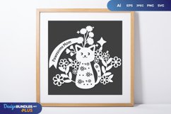 Floral Cat, Pawesome Mom SVG Paper Cutting Design Product Image 1