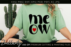 Cat Meow SVG Cut Files Love Heart Paw Prints SVG Cat Mom SVG Product Image 3