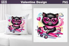 Black Cat Valentine Pillow Design | Valentine Animal PNG Product Image 1