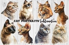 Cat Portraits PNG, Cat Portraits Watercolor Sublimation Product Image 1