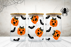 cat pumpkin halloween libbey beer can glass full wrap svg presized template for 16oz and 20oz glass for Cricut Silhouette and sublimation