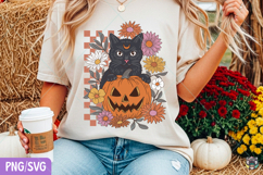 Black Cat Pumpkin Halloween PNG SVG, Halloween Clipart png Product Image 2