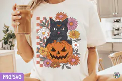 Black Cat Pumpkin Halloween PNG SVG, Halloween Clipart png Product Image 5