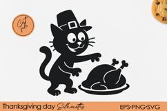 Funny Thanksgiving Cat Silhouette | Cartoon PNG EPS SVG Product Image 1