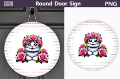 Cat Floral Round Sign | Mothers Day Sublimation Product Image 1