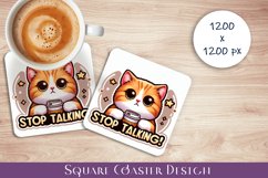 Funny Cat Sarcastic Quotes Coaster Sublimation Design Product Image 1