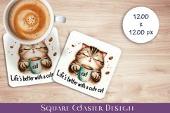 Funny Cat Sarcastic Quotes Coaster Sublimation Design Product Image 1