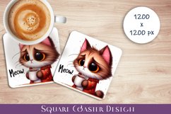 Funny Cat Sarcastic Quotes Coaster Sublimation Design Product Image 1