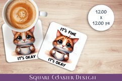 Funny Cat Sarcastic Quotes Coaster Sublimation Design Product Image 1